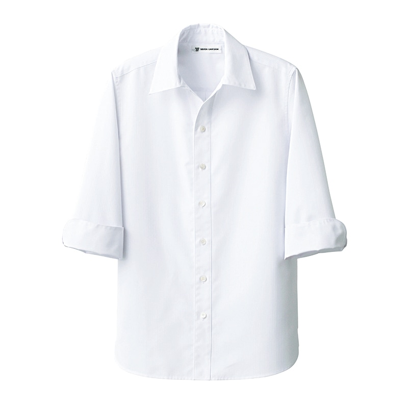 セブンユニフォーム 7分袖スキッパーカラーシャツ 男女兼用 LL ホワイト CH4492-0 1枚(ご注文単位1枚)【直送品】