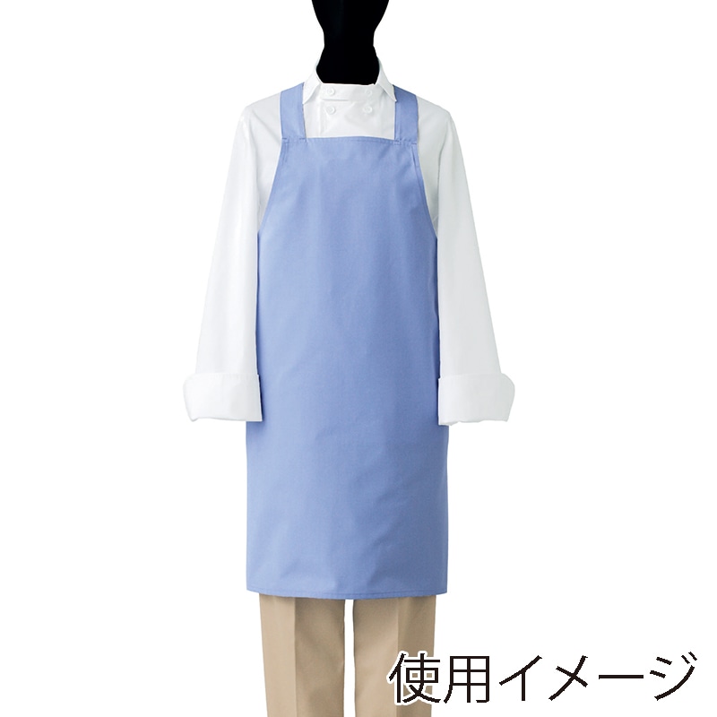 セブンユニフォーム 制菌胸当エプロン　男女兼用 M　ライトブルー CT2378-1　1枚（ご注文単位1枚）【直送品】