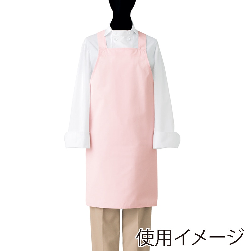 セブンユニフォーム 制菌胸当エプロン　男女兼用 L　ライトピンク CT2378-2　1枚（ご注文単位1枚）【直送品】