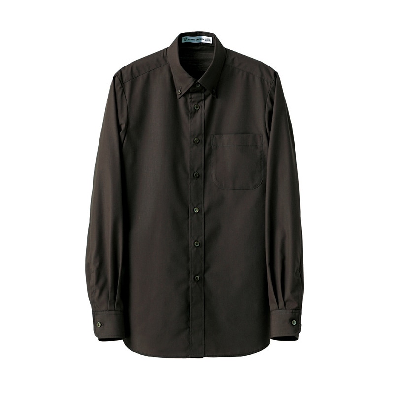 セブンユニフォーム 抗菌ボタンダウンシャツ　男女兼用　長袖 5L　ブラウン CH4453-6　1枚（ご注文単位1枚）【直送品】