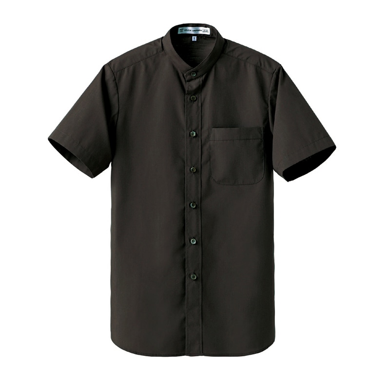 セブンユニフォーム 抗菌スタンドカラーシャツ 男女兼用 半袖 4L ブラウン CH4458-6 1枚(ご注文単位1枚)【直送品】