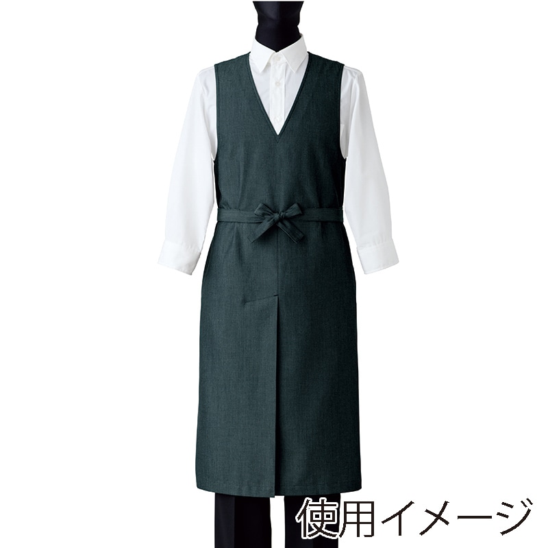 セブンユニフォーム エプロンドレス　男女兼用 M　ブラック CS2348-9　1枚（ご注文単位1枚）【直送品】