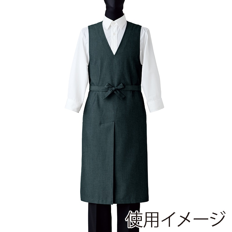 セブンユニフォーム エプロンドレス　男女兼用 L　ブラック CS2348-9　1枚（ご注文単位1枚）【直送品】