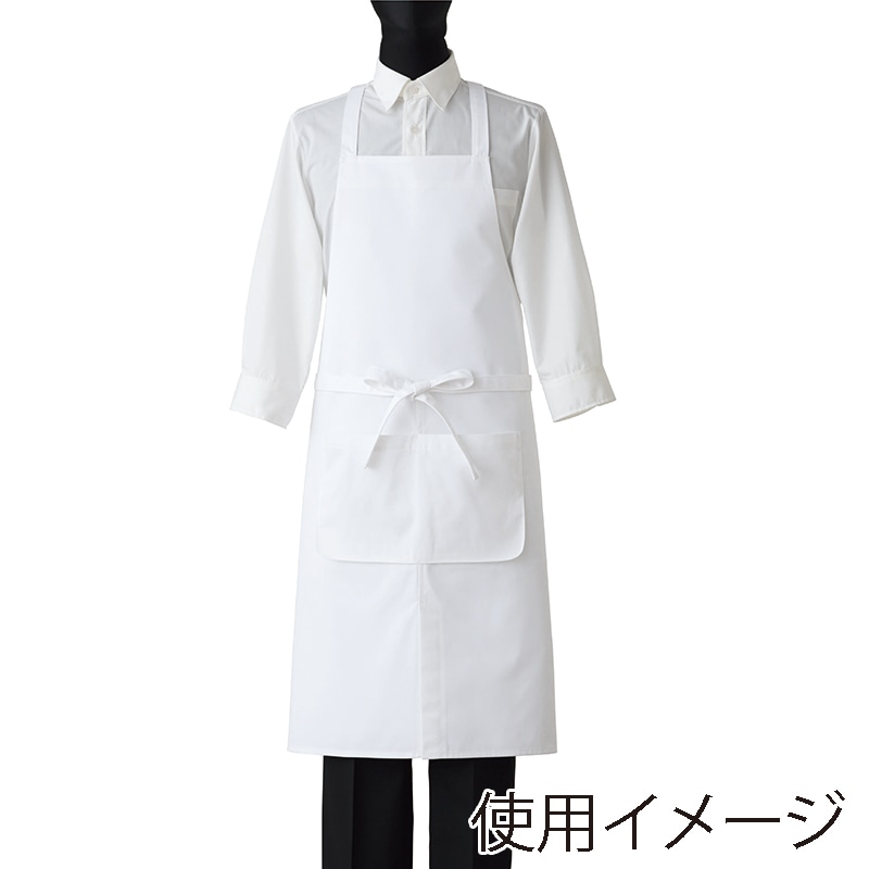 セブンユニフォーム 胸当てエプロン フリーサイズ　ホワイト CT2367-0　1枚（ご注文単位1枚）【直送品】