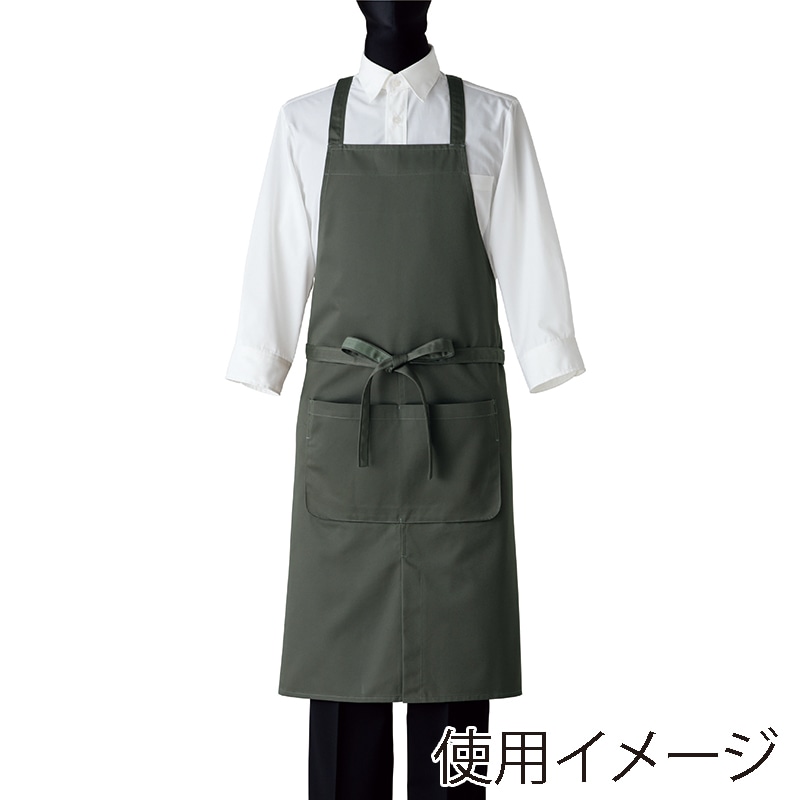 セブンユニフォーム 胸当てエプロン フリーサイズ　カーキグレー CT2367-8　1枚（ご注文単位1枚）【直送品】