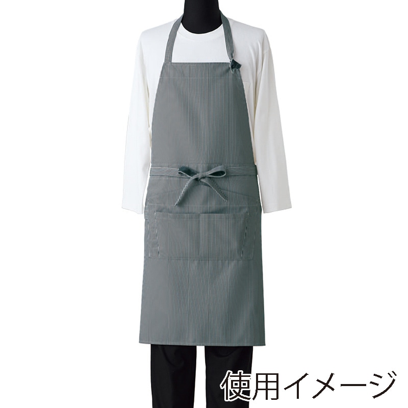 セブンユニフォーム 胸当エプロン　男女兼用 フリーサイズ　ブラック×ホワイト CT2386-9　1枚（ご注文単位1枚）【直送品】