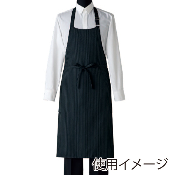 セブンユニフォーム 胸当エプロン　男女兼用 フリーサイズ　ブラック×ブラック CT2389-9　1枚（ご注文単位1枚）【直送品】