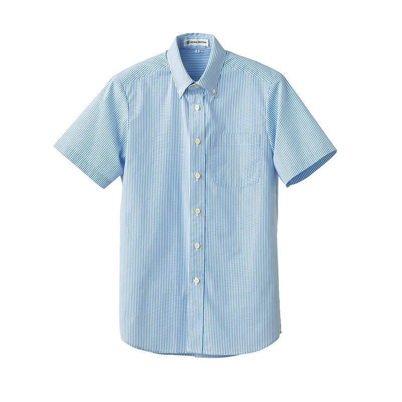 セブンユニフォーム ボタンダウンシャツ 男女兼用 半袖 4L ホワイト×ネイビー CH4461-1 1枚(ご注文単位1枚)【直送品】