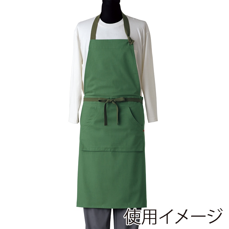 セブンユニフォーム 胸当エプロン フリーサイズ　グリーン QT7355-4　1枚（ご注文単位1枚）【直送品】