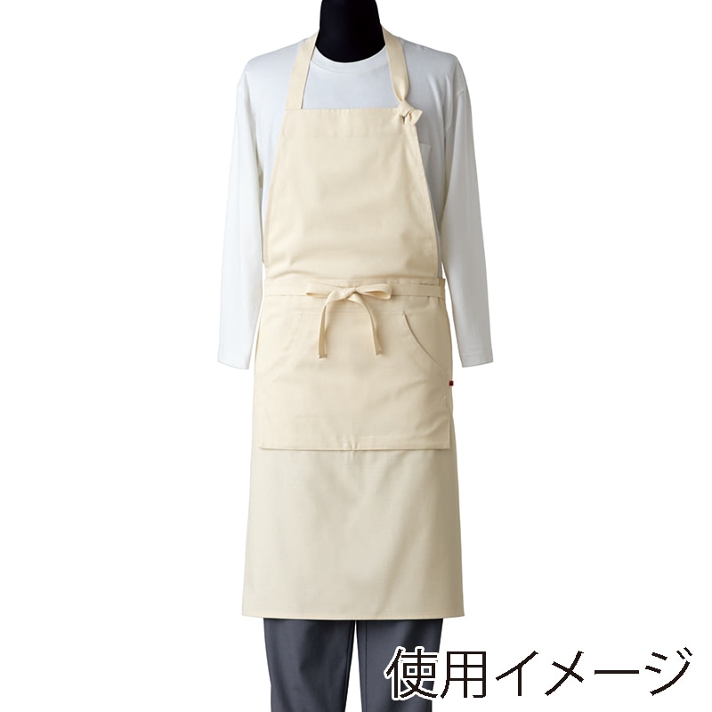 セブンユニフォーム 胸当エプロン フリーサイズ　生成り QT7355-7　1枚（ご注文単位1枚）【直送品】
