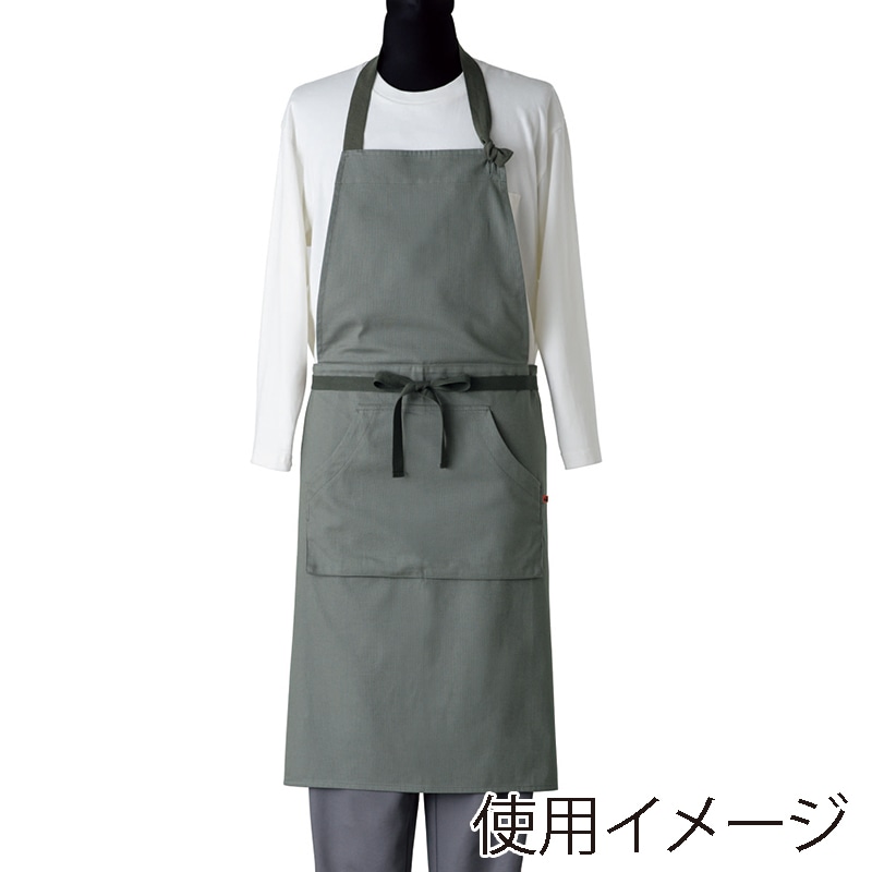 セブンユニフォーム 胸当エプロン フリーサイズ　グレー QT7355-8　1枚（ご注文単位1枚）【直送品】