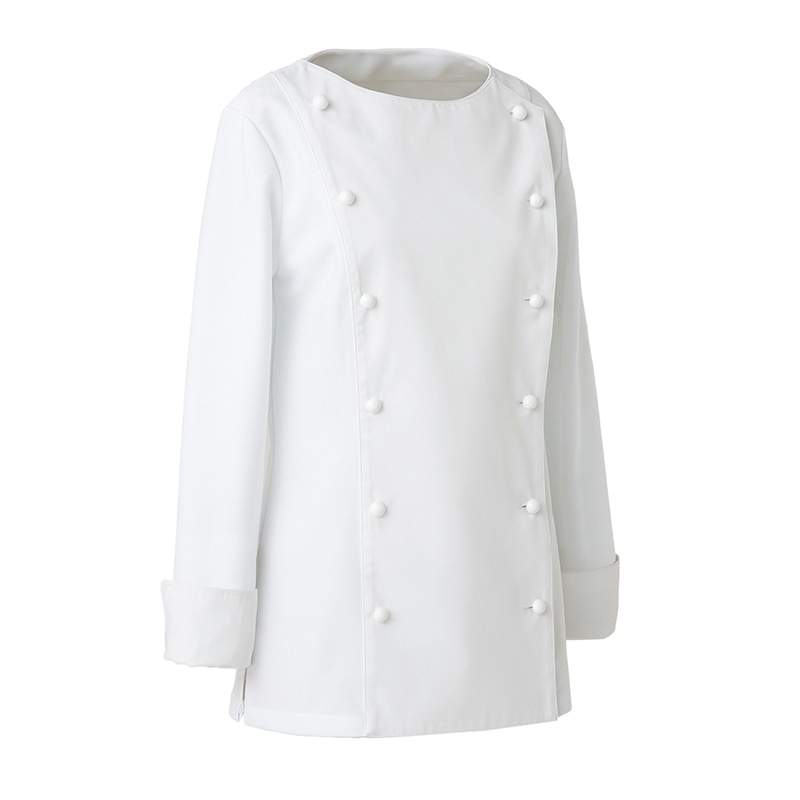 セブンユニフォーム コックコート 女性用 長袖 9号 ホワイト BA1067-0 1枚(ご注文単位1枚)【直送品】