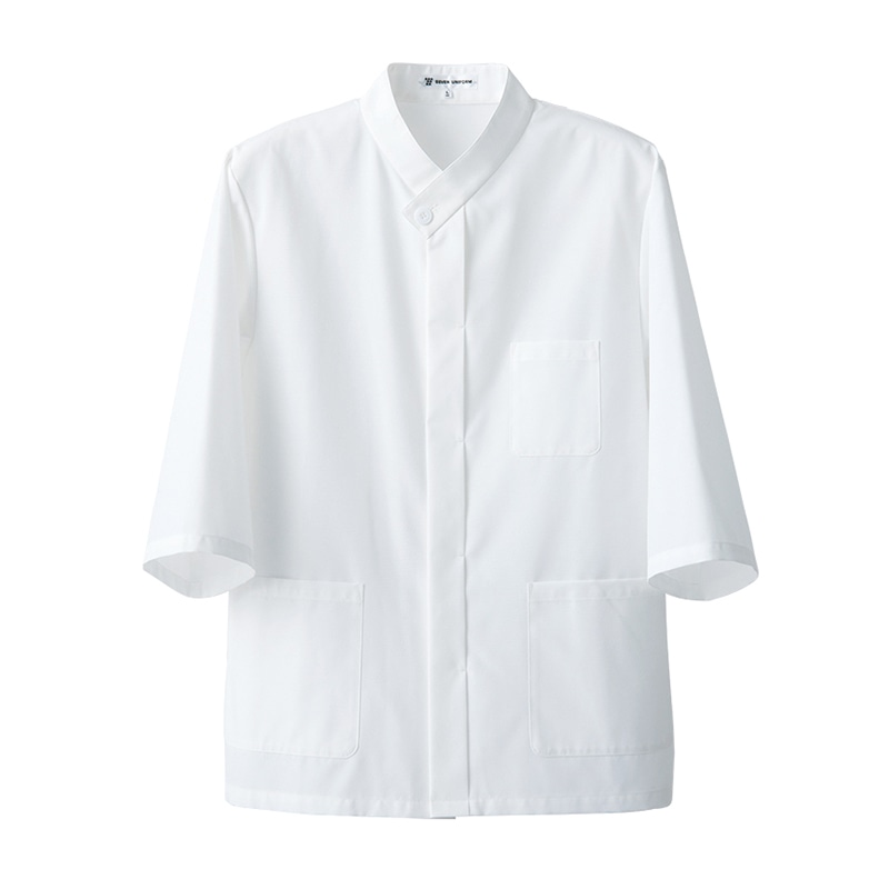 セブンユニフォーム 7分袖コート　男女兼用 M　ホワイト BA1074-0　1枚（ご注文単位1枚）【直送品】