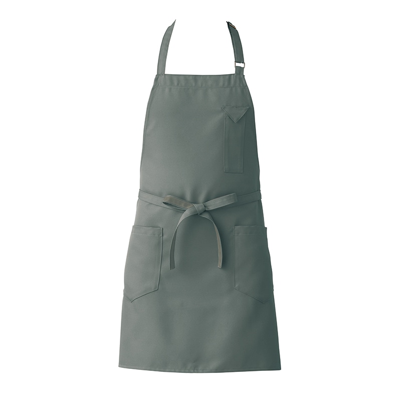 セブンユニフォーム 胸当エプロン 男女兼用 フリーサイズ ライトグレー CT2361-7 1枚(ご注文単位1枚)【直送品】