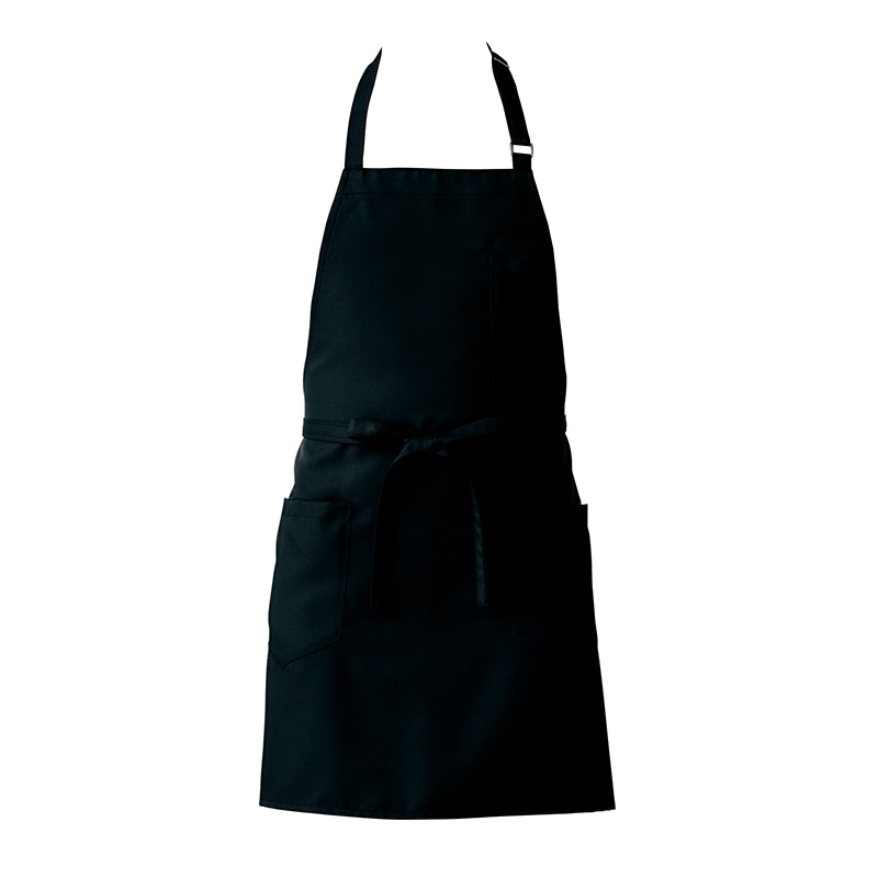 セブンユニフォーム 胸当エプロン 男女兼用 フリーサイズ ブラック CT2361-9 1枚(ご注文単位1枚)【直送品】