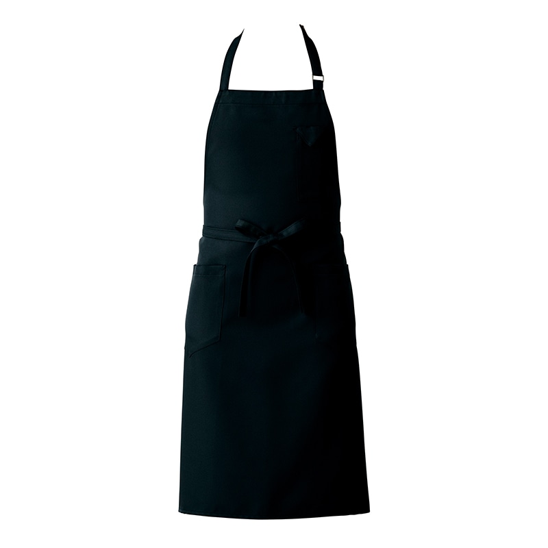 セブンユニフォーム 胸当エプロン　男女兼用 フリーサイズ　ブラック CT2362-9　1枚（ご注文単位1枚）【直送品】