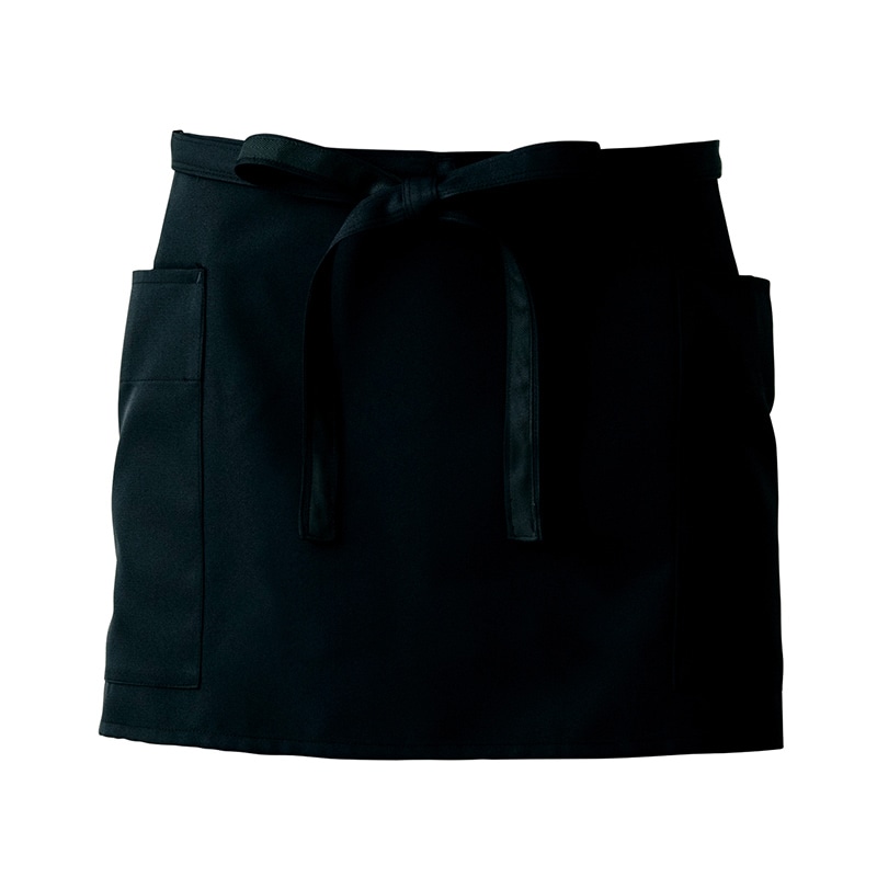 セブンユニフォーム ショートエプロン　男女兼用 フリーサイズ　ブラック CT2366-9　1枚（ご注文単位1枚）【直送品】