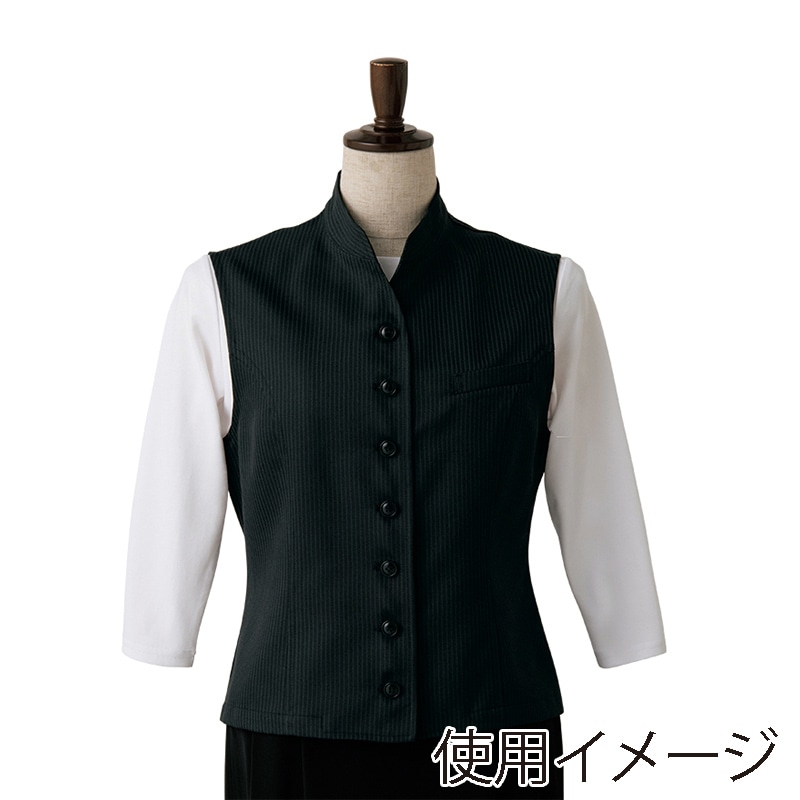 セブンユニフォーム ベスト 女性用 11号 ブラック×ブラック DJ2631-9 1枚(ご注文単位1枚)【直送品】