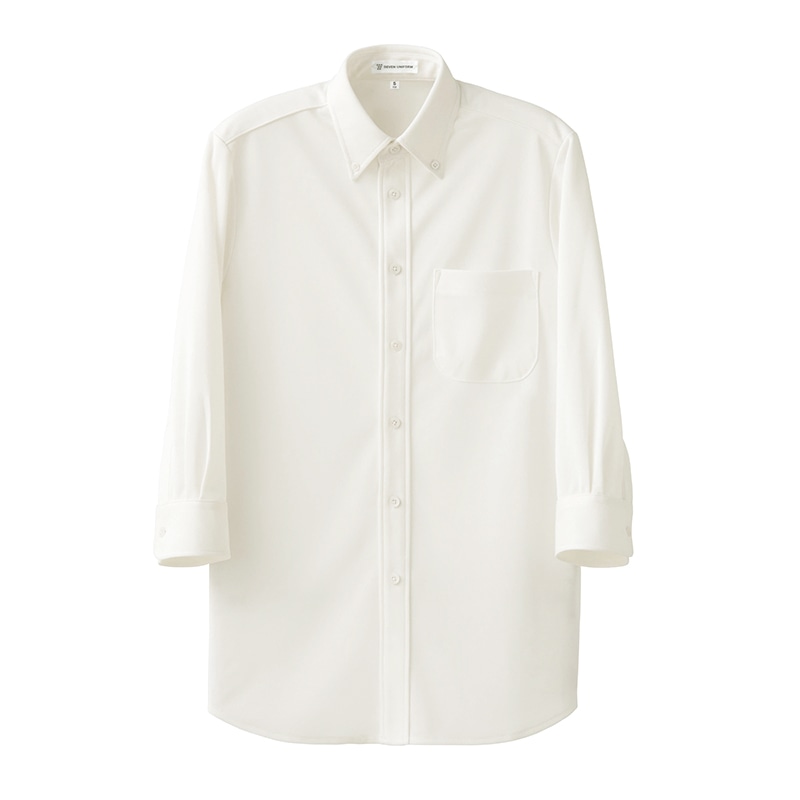 セブンユニフォーム 7分袖ボタンダウンニットシャツ　男女兼用 4L　ホワイト CH4496-0　1枚（ご注文単位1枚）【直送品】