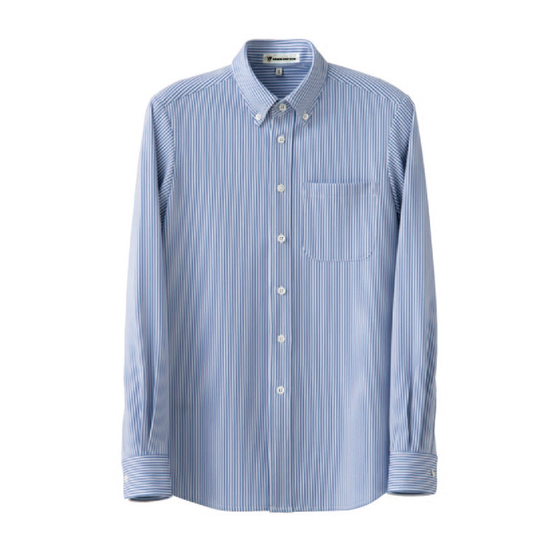 セブンユニフォーム ボタンダウンニットシャツ　男女兼用　長袖 SS　ホワイト×ブルー CH4497-1　1枚（ご注文単位1枚）【直送品】