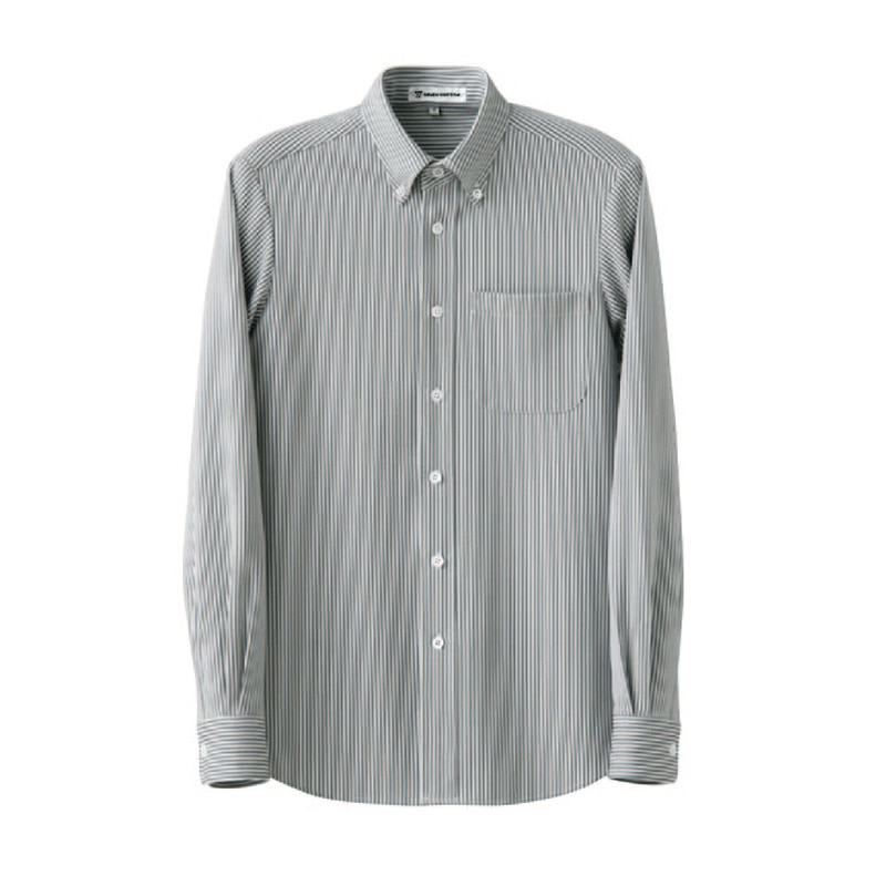 セブンユニフォーム ボタンダウンニットシャツ　男女兼用　長袖 5L　ホワイト×グレー CH4497-8　1枚（ご注文単位1枚）【直送品】