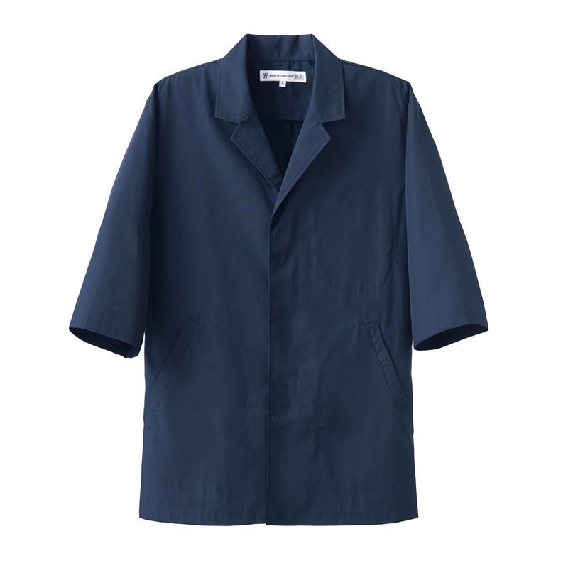 セブンユニフォーム 抗菌コート 男性用 7分袖 M ネイビー AA0319-1 1枚(ご注文単位1枚)【直送品】