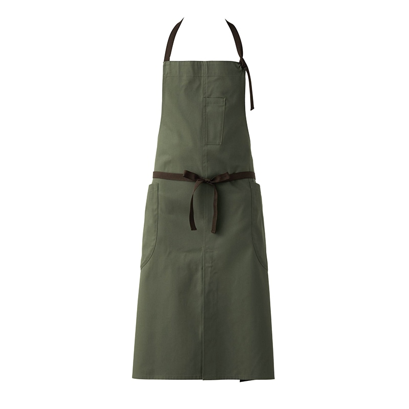 セブンユニフォーム 胸当エプロン　男女兼用 フリーサイズ　カーキ CT2350-4　1枚（ご注文単位1枚）【直送品】