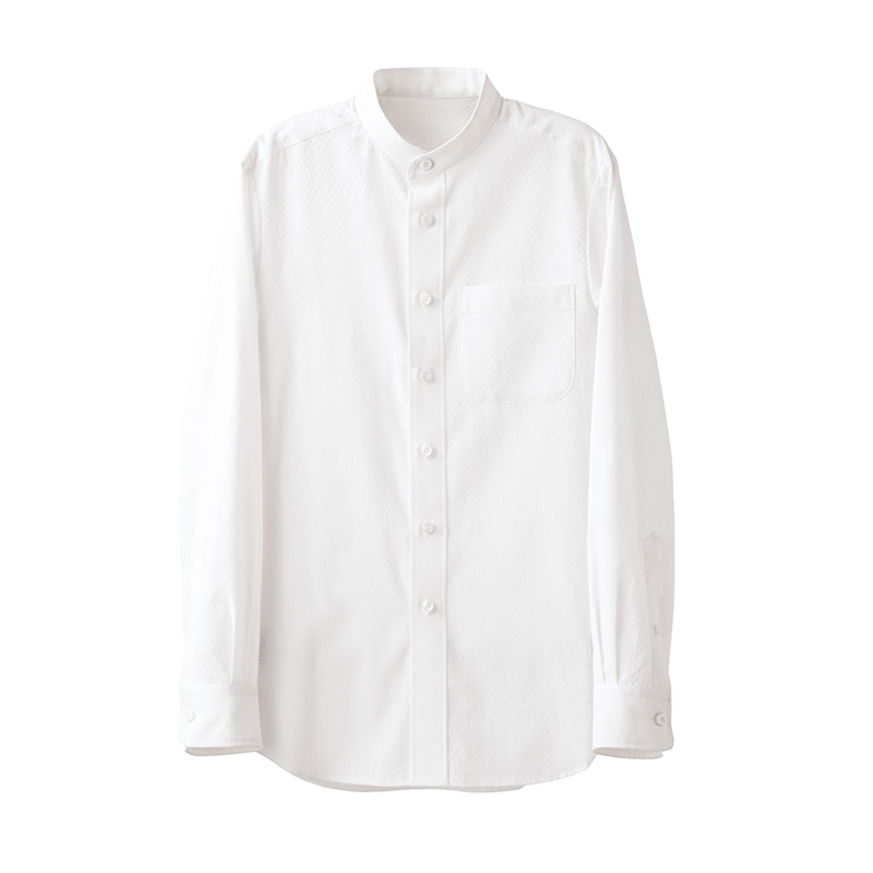 セブンユニフォーム スタンドカラーシャツ 男女兼用 長袖 SS ホワイト CH4466-0 1枚(ご注文単位1枚)【直送品】