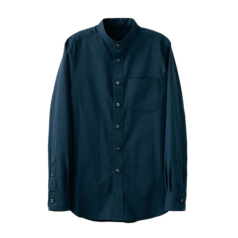 セブンユニフォーム スタンドカラーシャツ 男女兼用 長袖 S ネイビー CH4466-1 1枚(ご注文単位1枚)【直送品】