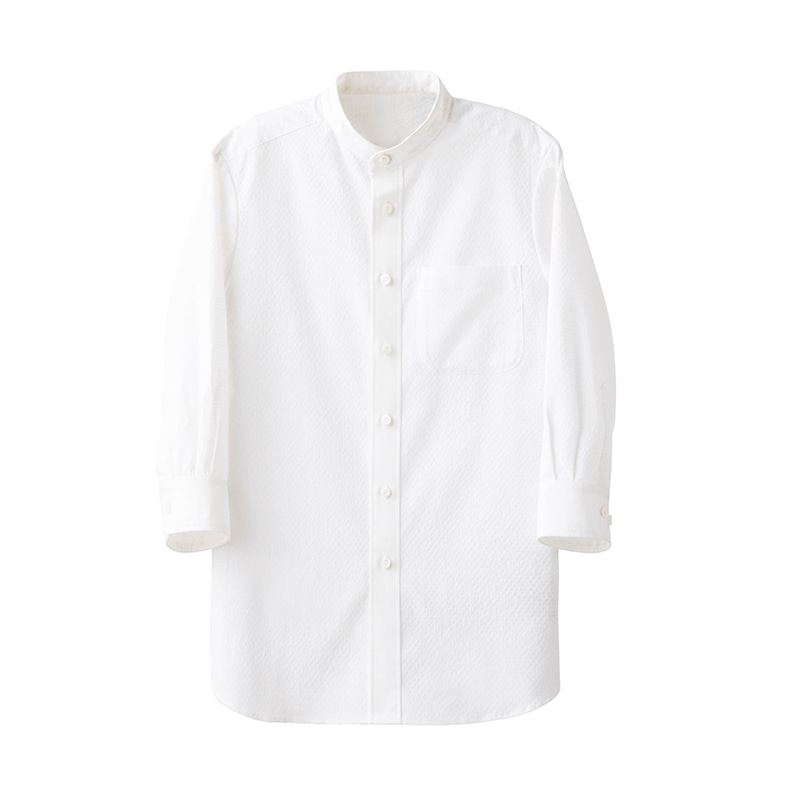 セブンユニフォーム 7分袖スタンドカラーシャツ　男女兼用 3L　ホワイト CH4467-0　1枚（ご注文単位1枚）【直送品】
