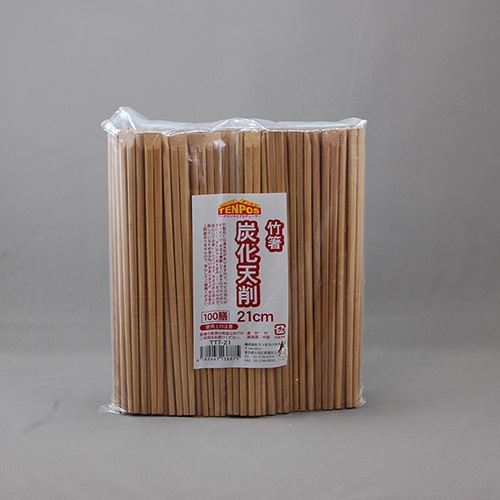 テンポスバスターズ 割りばし 竹箸　炭化天削 21cm　100膳/パック（ご注文単位30パック）【直送品】
