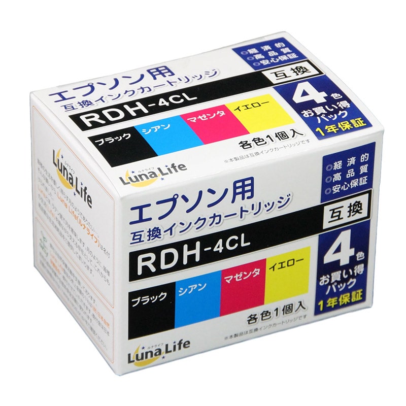 Mroom エプソン用互換インクカートリッジ　ルナライフ RDH　4本セット LN　EP　RDH／4P 1個（ご注文単位1個）【直送品】