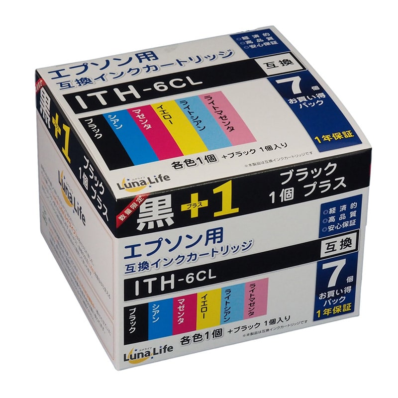 Mroom エプソン用互換インクカートリッジ ルナライフ ITH BK+1 LN EP ITH/6P BK+1 1個(ご注文単位1個)【直送品】