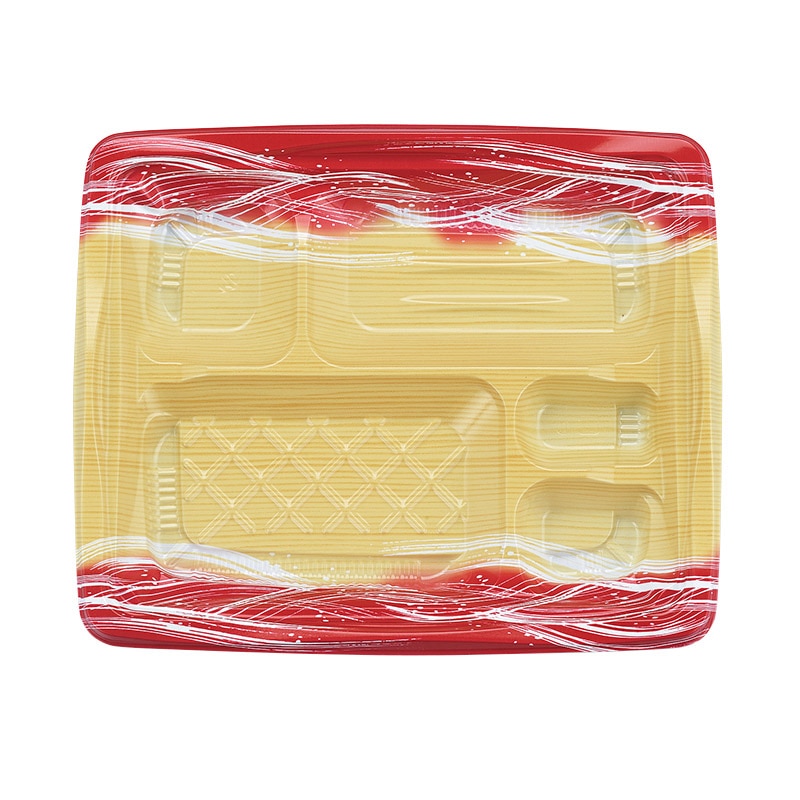 タカギ産業 弁当容器 夢彩ごぜん 本体 TSR-24-20-2 赤木目 50枚/袋(ご注文単位16袋)【直送品】