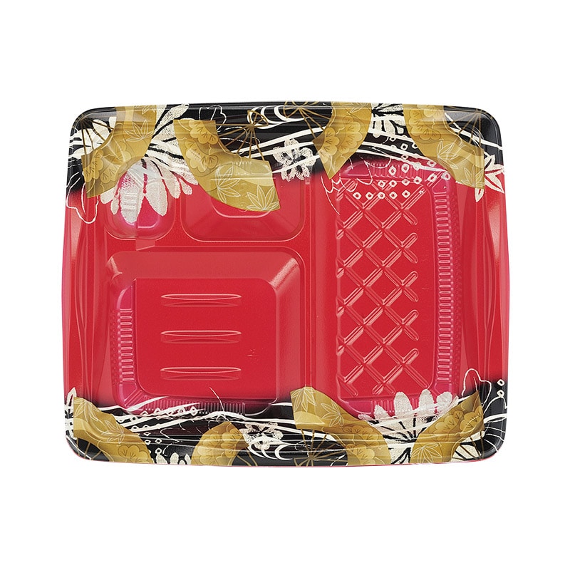 タカギ産業 弁当容器 夢彩ごぜん 本体 TSR-24-20-3 赤扇 50枚/袋(ご注文単位16袋)【直送品】