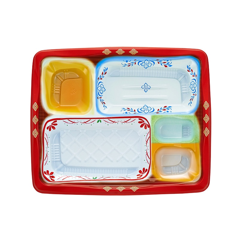 タカギ産業 弁当容器 夢彩ごぜん 本体 TSR-24-20-2 柄付 50枚/袋(ご注文単位16袋)【直送品】