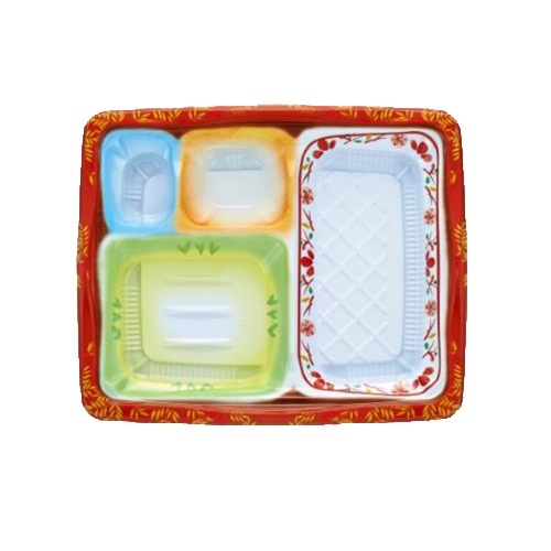 タカギ産業 弁当容器 夢彩ごぜん 本体 TSR-24-20-3 柄付 50枚/袋(ご注文単位16袋)【直送品】