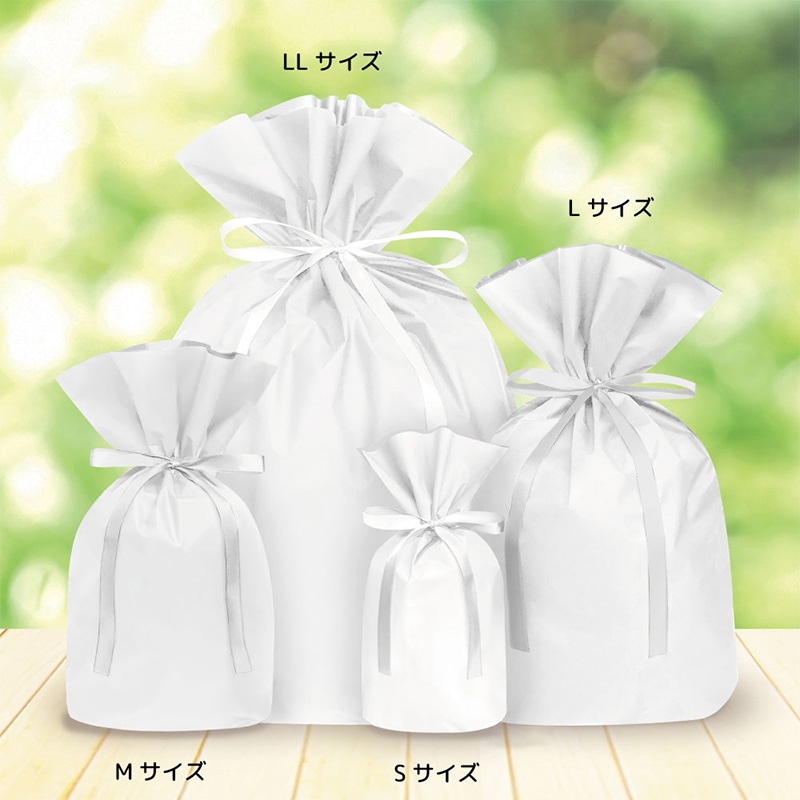 エスパック 梨地リボン付ギフト袋 S ホワイト 20枚/袋(ご注文単位1袋)【直送品】