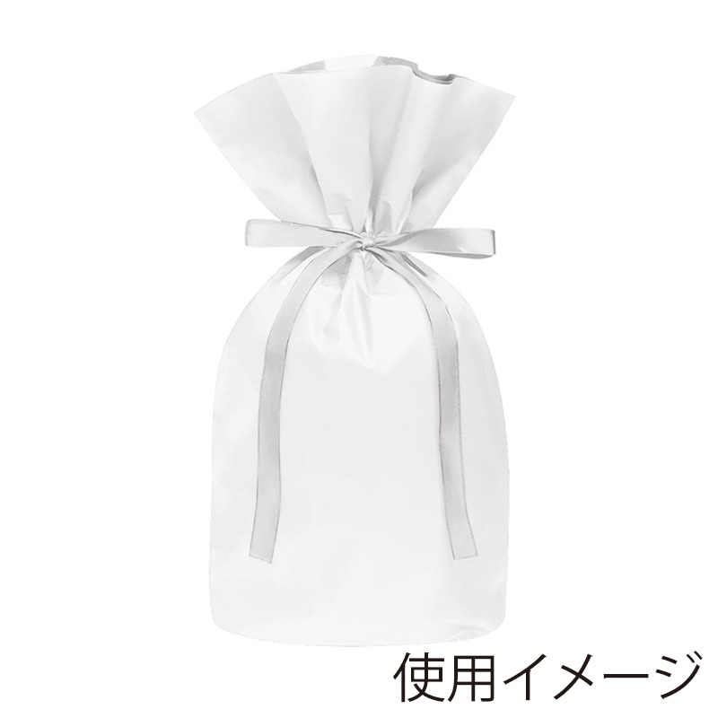 エスパック 梨地リボン付ギフト袋 M ホワイト 20枚/袋（ご注文単位1袋)【直送品】