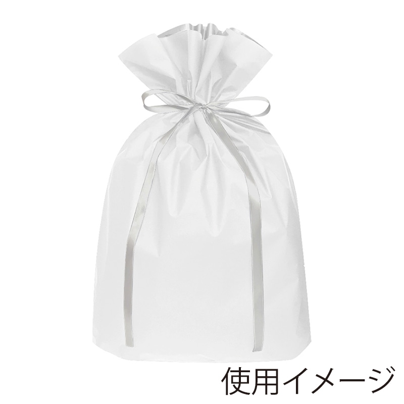 エスパック 梨地リボン付ギフト袋 LL ホワイト 20枚/袋（ご注文単位1袋)【直送品】