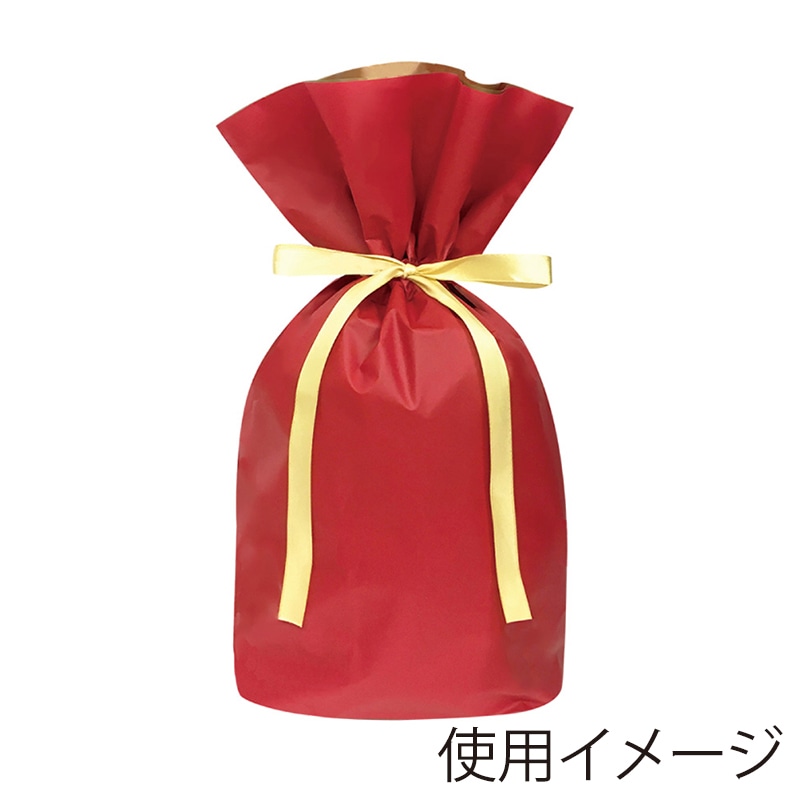 エスパック 梨地リボン付ギフト袋 M レッド 20枚/袋（ご注文単位1袋)【直送品】
