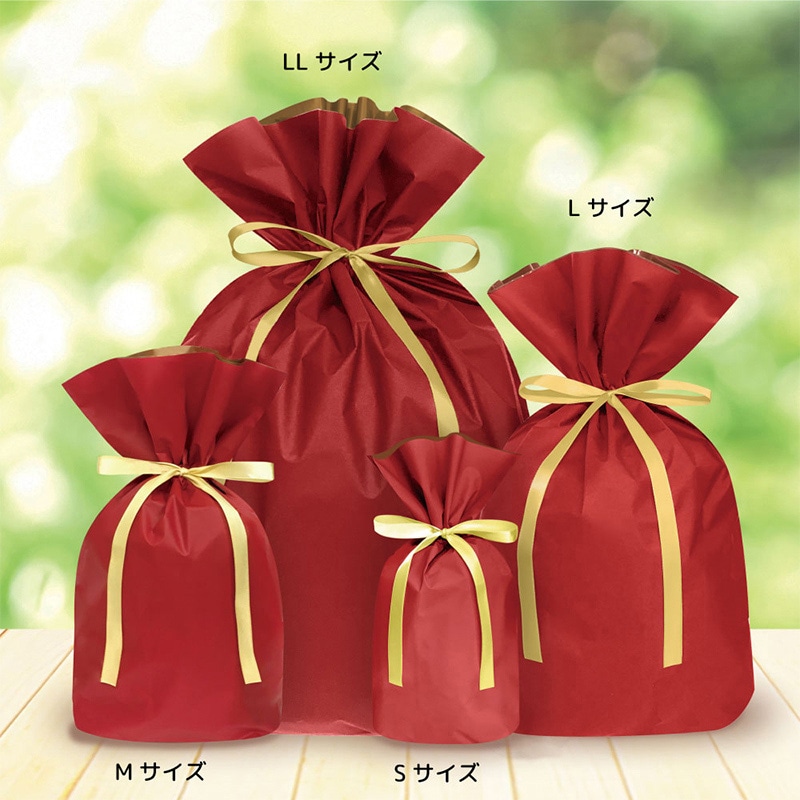 エスパック 梨地リボン付ギフト袋 L レッド 20枚/袋(ご注文単位1袋)【直送品】