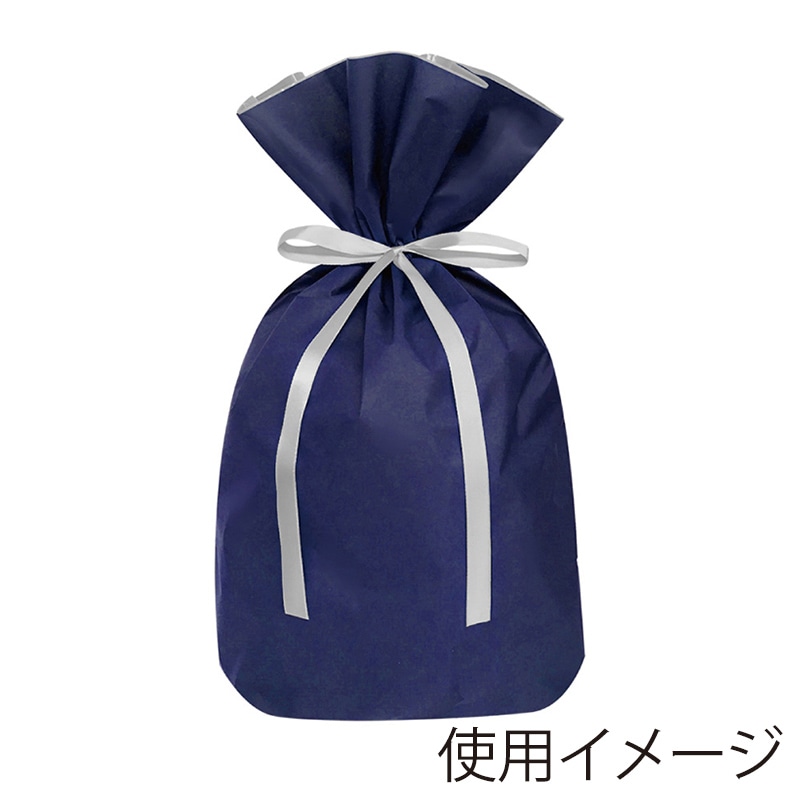 エスパック 梨地リボン付ギフト袋 L ネイビー 20枚/袋（ご注文単位1袋)【直送品】