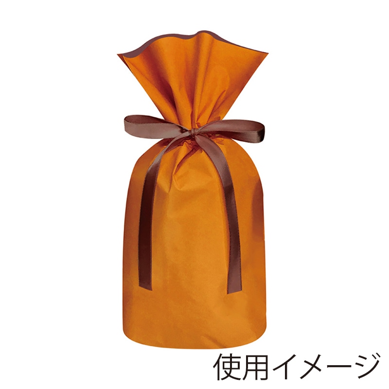 エスパック 梨地リボン付ギフト袋 S オレンジ 20枚/袋（ご注文単位1袋)【直送品】