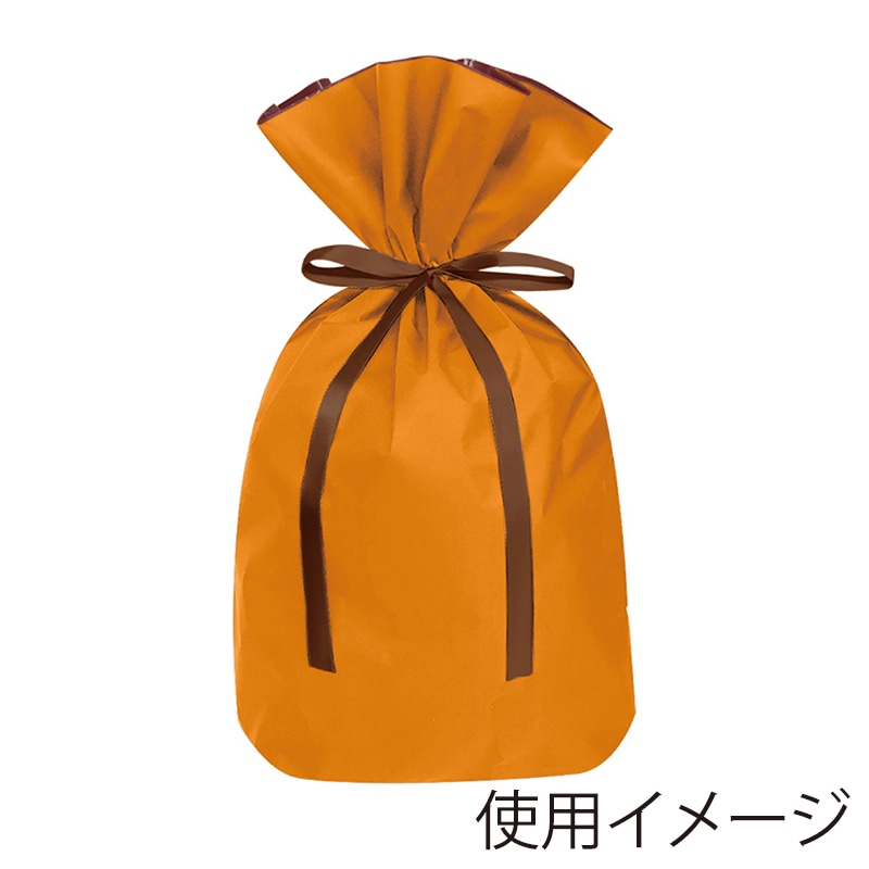 エスパック 梨地リボン付ギフト袋 L オレンジ 20枚/袋（ご注文単位1袋)【直送品】