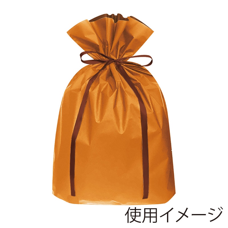 エスパック 梨地リボン付ギフト袋 LL オレンジ 20枚/袋（ご注文単位1袋)【直送品】