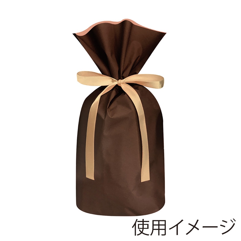 エスパック 梨地リボン付ギフト袋 S ブラウン 20枚/袋（ご注文単位1袋)【直送品】