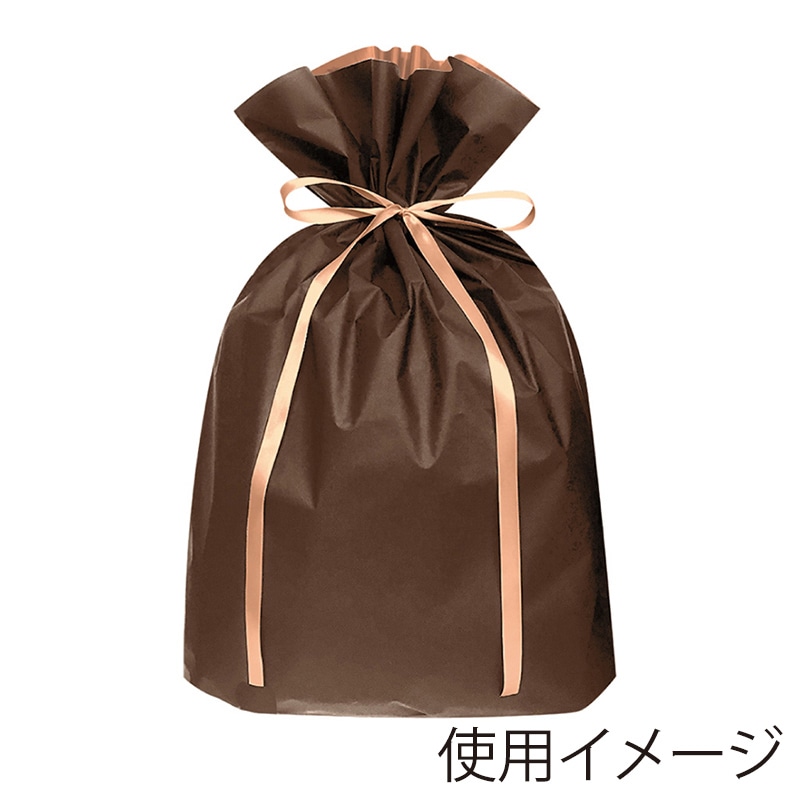 エスパック 梨地リボン付ギフト袋 LL ブラウン 20枚/袋（ご注文単位1袋)【直送品】