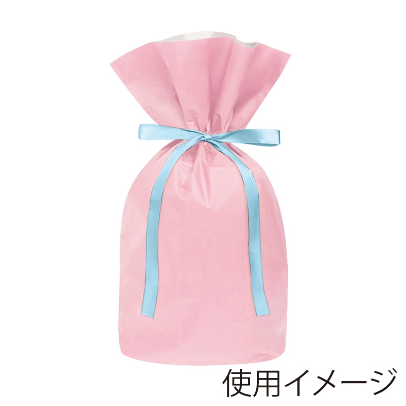 エスパック 梨地リボン付ギフト袋 M パステルピンク 20枚/袋（ご注文単位1袋)【直送品】
