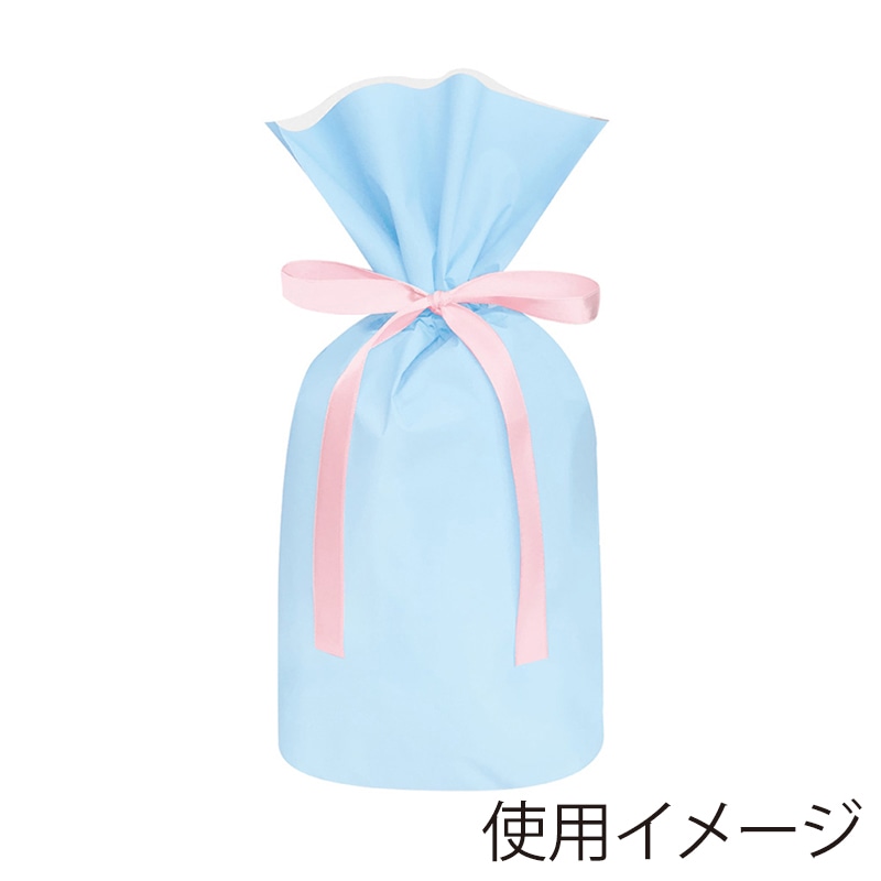 エスパック 梨地リボン付ギフト袋 S パステルブルー 20枚/袋（ご注文単位1袋)【直送品】